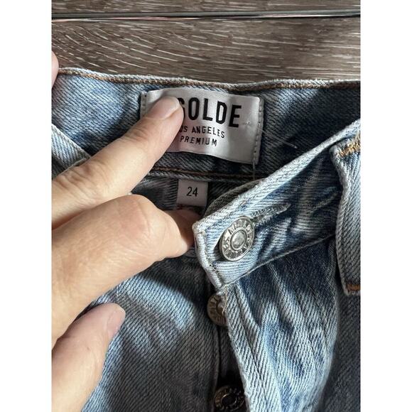 Agolde Jeans Womens Size 24 Riley Straight Crop Denim Button Fly Distressed - Picture 3 of 9